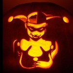 Halloween pumpkin carving Harley Quinn